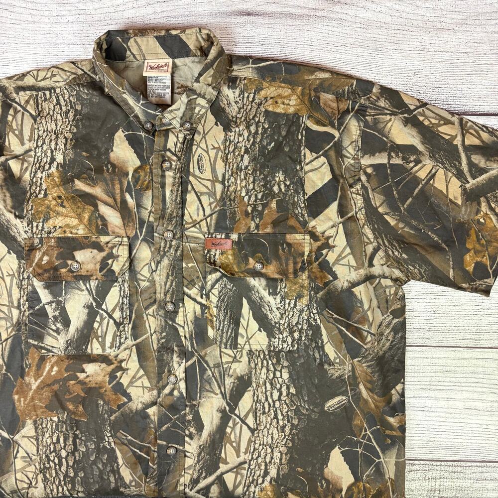 Vintage Woolrich Outdoor Guide Camouflage Button Up Short Sleeve Shirt